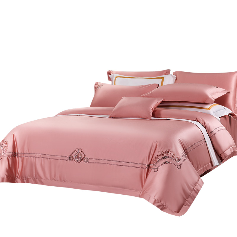 富安娜家纺 床上四件套纯棉轻奢高档床品套件礼盒装 罗娜 1.8米床（单位：套） 粉色